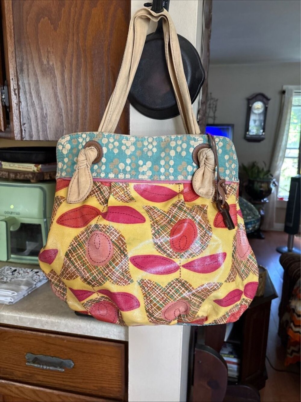 Fossil Coated Canvas Tulip Floral Tote Bag ZB2508